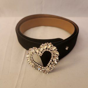 Kate Spade New York Stone Heart Black Velvet Belt